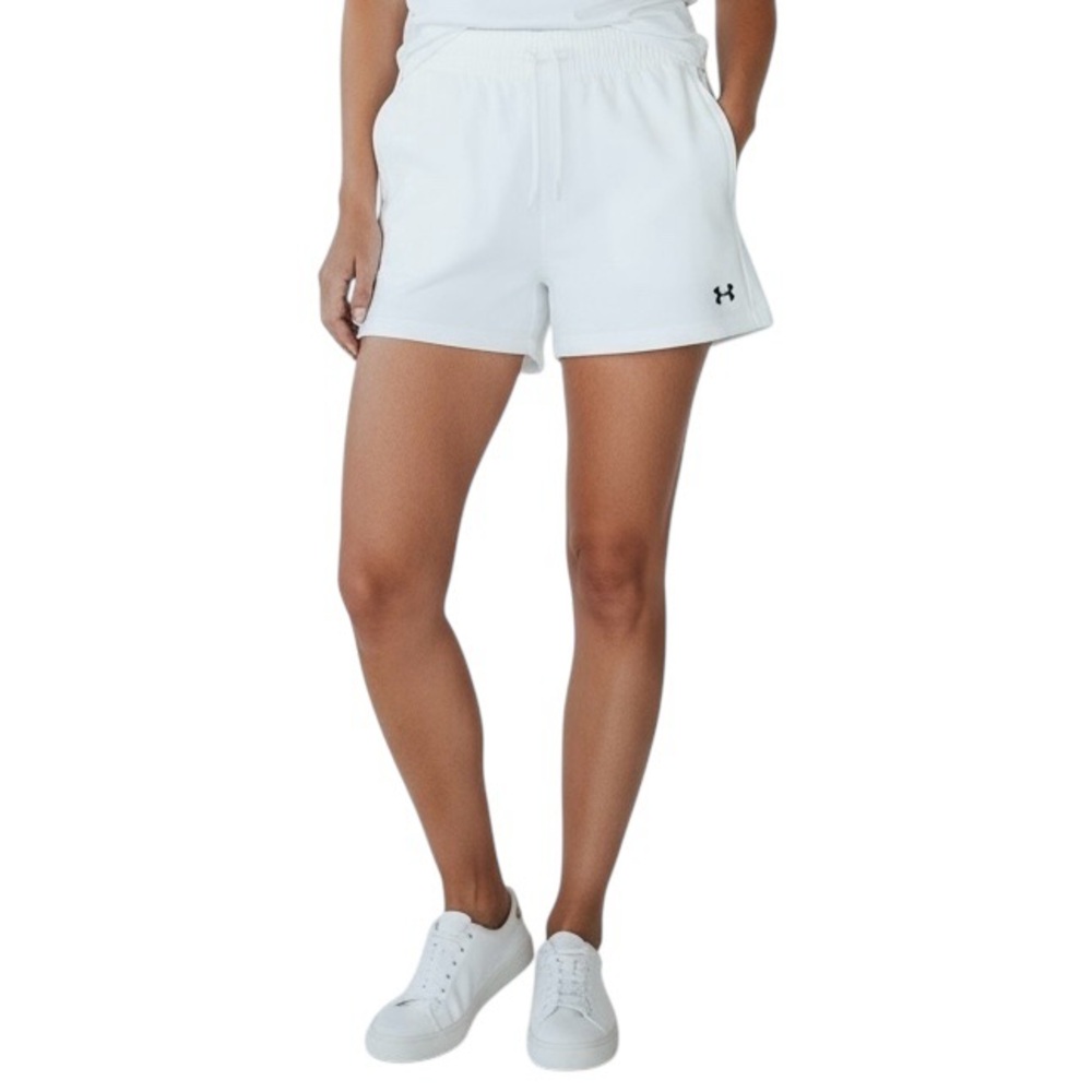 NWT UNDER ARMOUR women's Rival FLEECE SHORTS Size L white